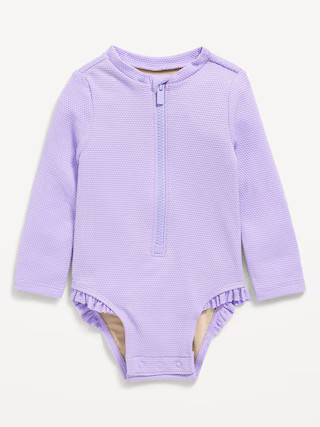 Textured Zip-Front Rashguard One-Piece Swimsuit for Baby | Old Navy (US)