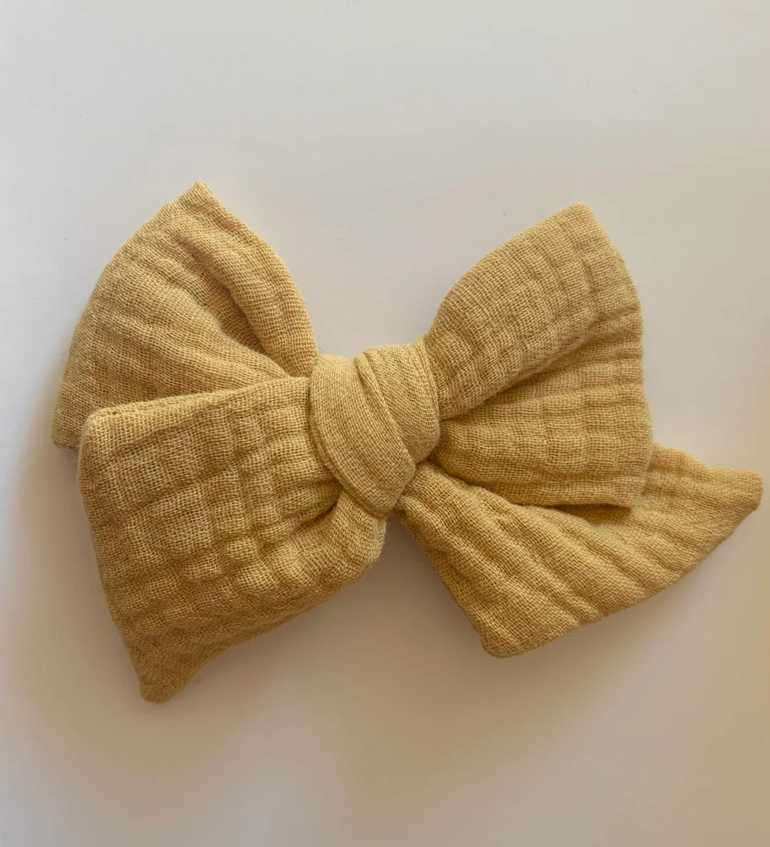 Sunflower Yellow Organic Cotton Gauze Bow, Handmade Cotton Hair Bow, Handmade Bow, Bow Clip, Nylo... | Etsy (US)