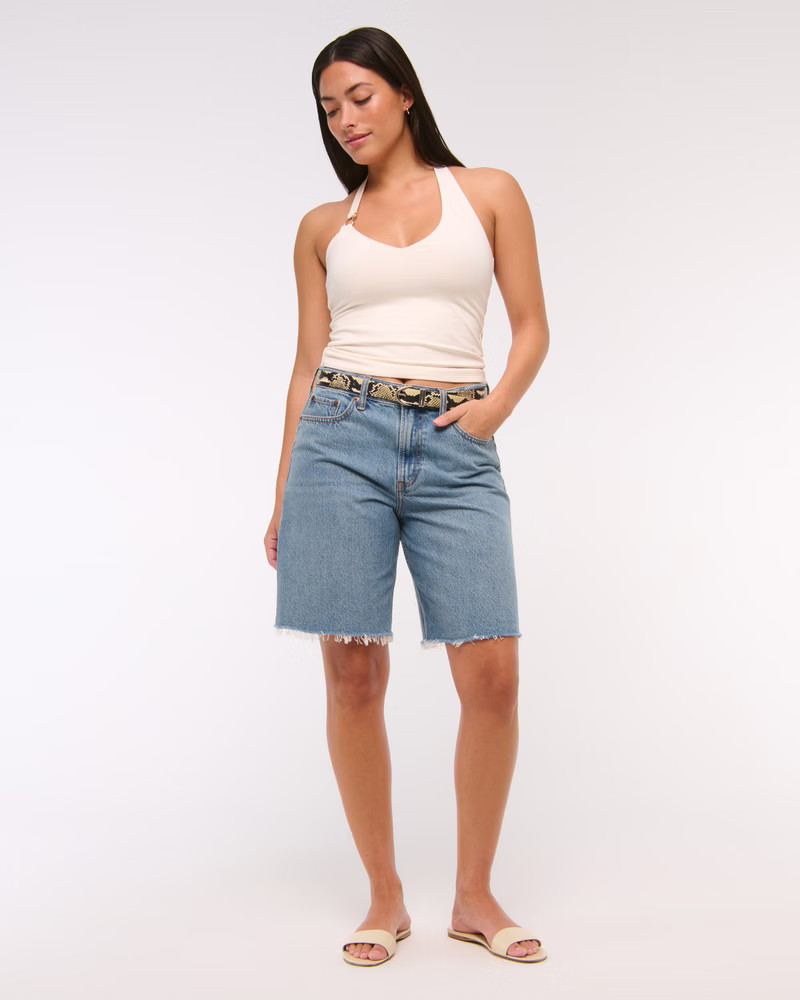 Women's Curve Love Mid Rise Jort | Women's Bottoms | Abercrombie.com | Abercrombie & Fitch (US)