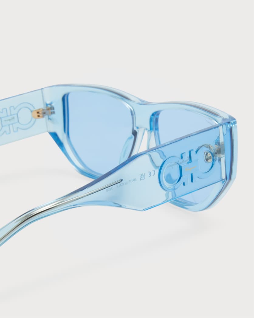 Salvatore Ferragamo Monochrome Rectangle Plastic Sunglasses | Neiman Marcus