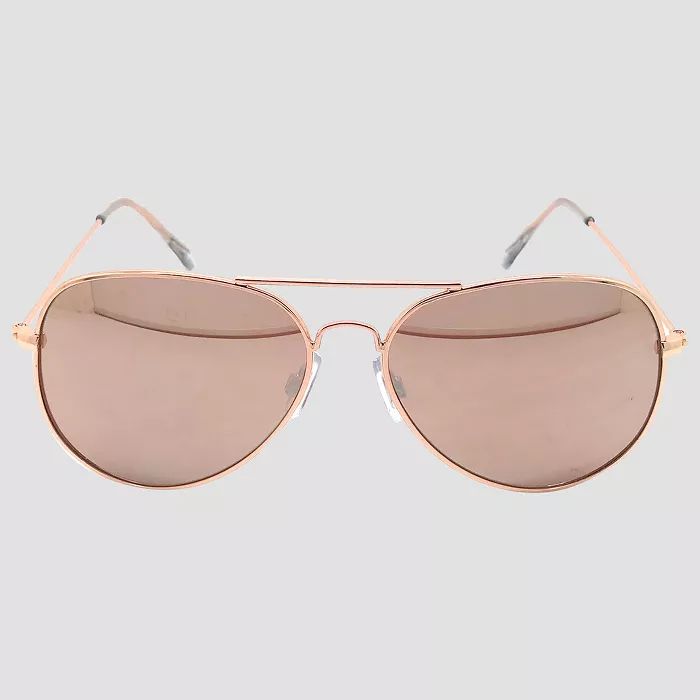 Women's Aviator Sunglasses with Rose Gold Lenses - Wild Fable™ Gold | Target