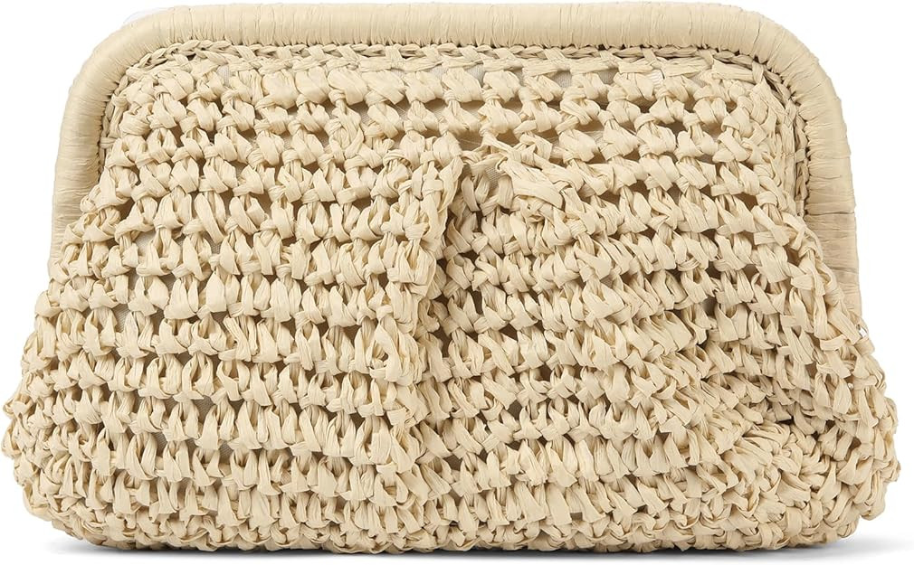Straw Clutch Purses for Women Cloud Dumpling Pouch Straw crossbody Handbag Summer Beach Woven Sho... | Amazon (US)