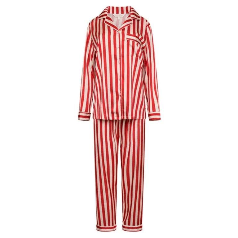 Satin Stripe Pyjama Trouser Set -Ruby Stripe | The NAP Co