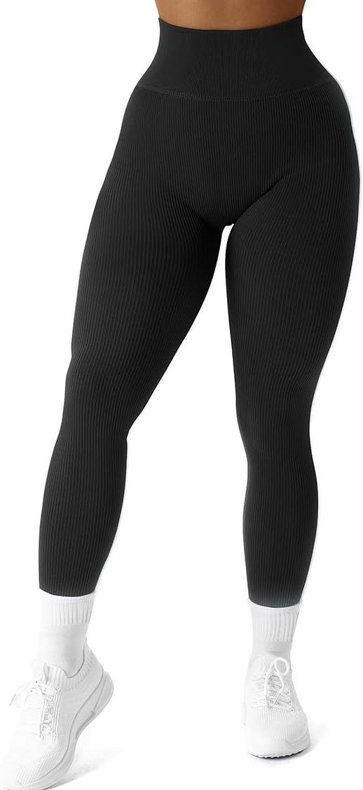 SUUKSESS Women Ribbed Seamless Leggings High Waisted Workout Gym Yoga Pants | Amazon (US)