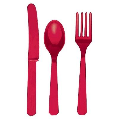 24ct Red Disposable Cutlery | Target