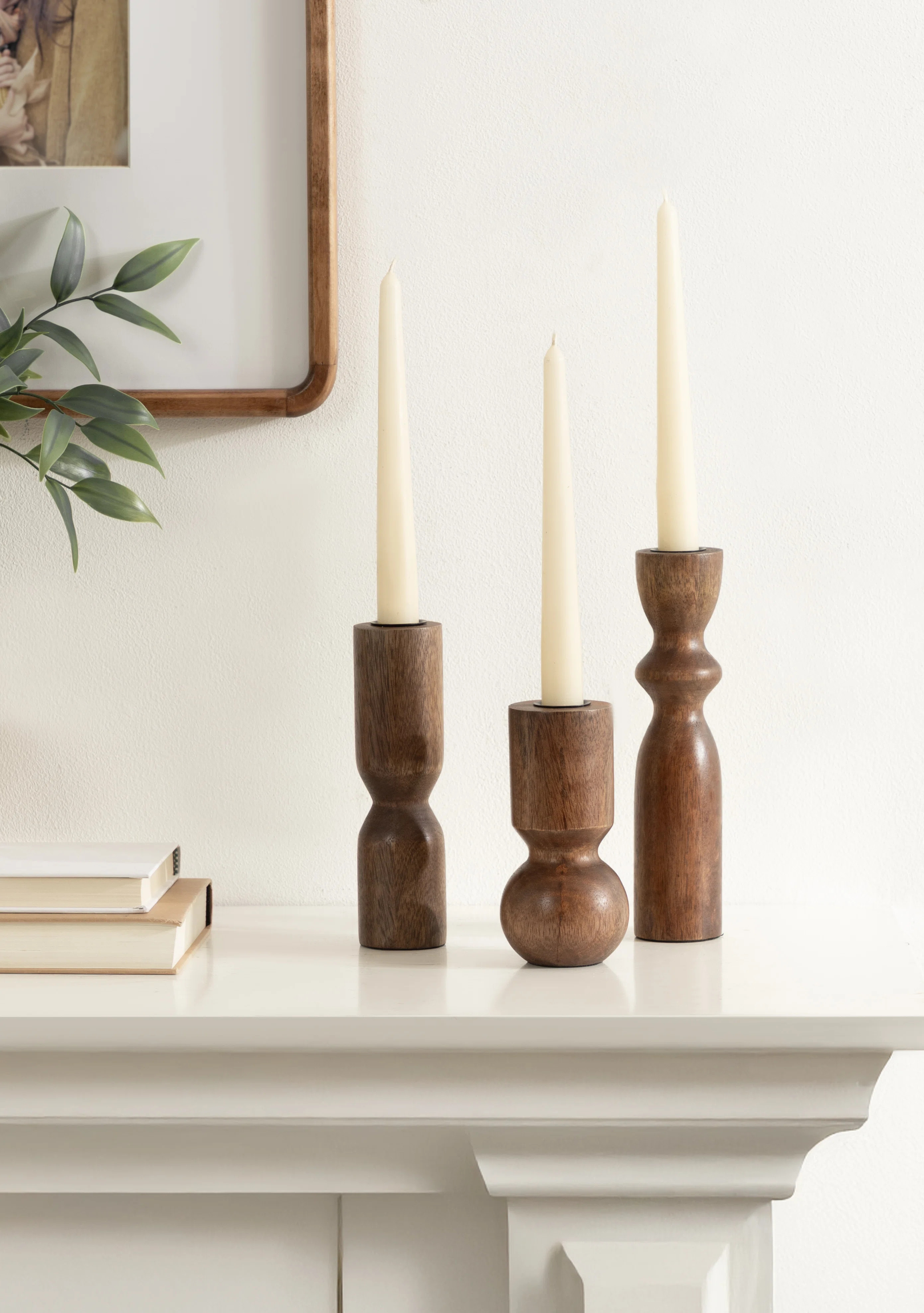 Pico Three-Piece Mango Wood Candle Holder Set | Wayfair North America
