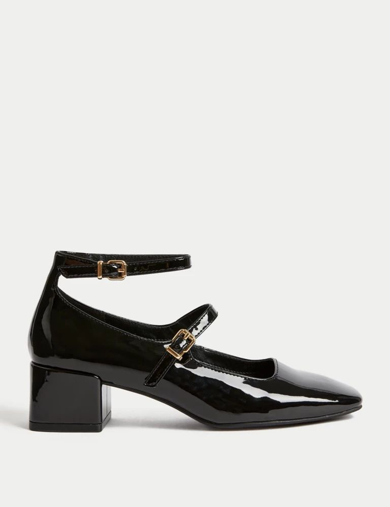 Patent Strappy Block Heel Court Shoes | Marks & Spencer (UK)