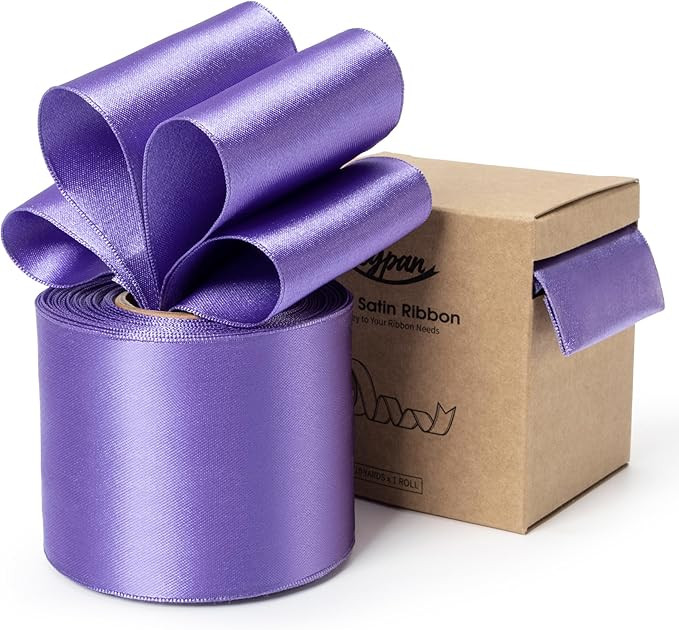 Purple Satin Ribbon Double-Faced Wired Ribbons for Gift Wrapping Flower Bouquet Bows Wedding Invi... | Amazon (US)
