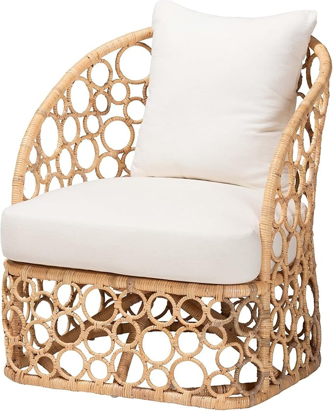 bali & pari Prisca Bohemian Light Honey Rattan Accent Chair | Amazon (US)