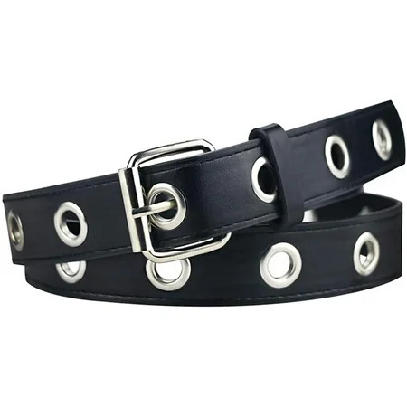 Grommet Leather Belts for Women Black Belt Women Men with Studded Holes | Walmart (US)