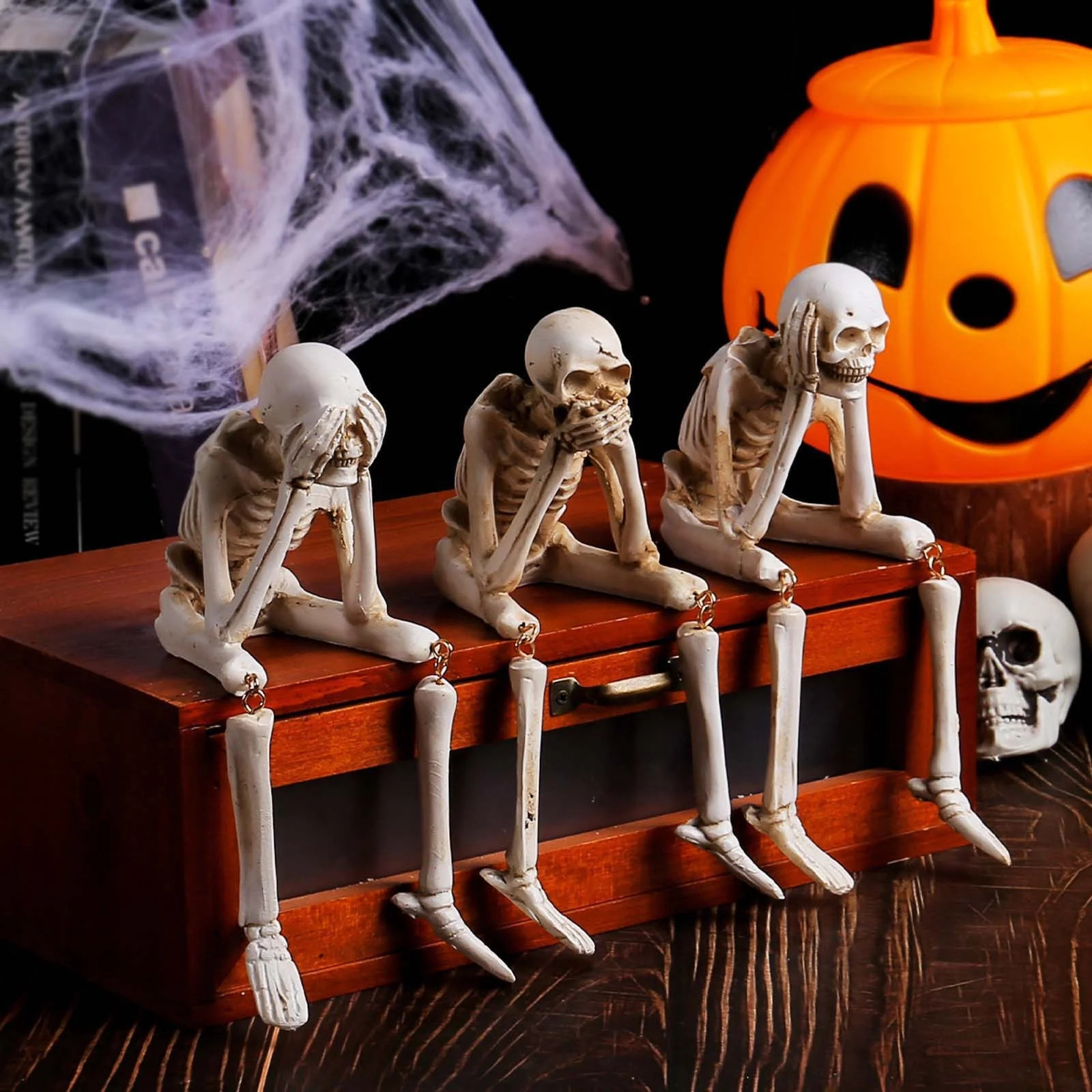 3pcs Halloween Skeleton Resin Decorations (7.87in Each) - Ghost Festival Skull & Skeleton Ornaments, Perfect for Halloween Home Displays, House Themes & Holiday Party Accents, White - Walmart.com | Walmart (US)