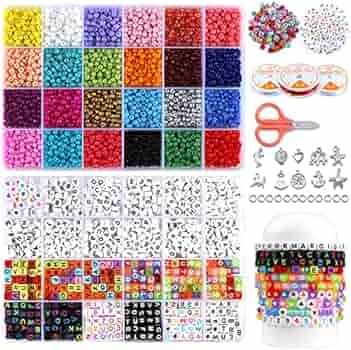 Bead Bracelet Making Kit,3800pcs 4mm Glass Seed Beads and 1200 pcs Letter Beads for DIY Friendshi... | Amazon (US)