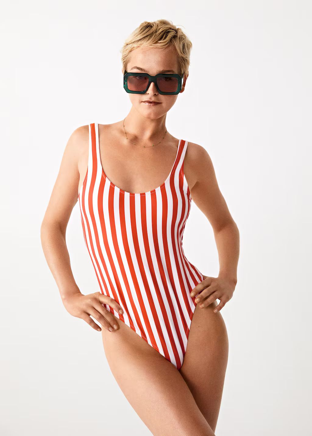 Stripes print swimsuit | MANGO (US)
