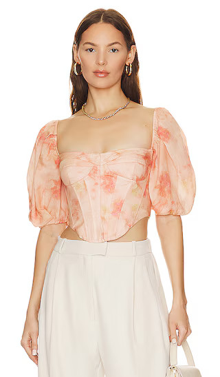 Kiah Corset Top in Orange Floral | Revolve Clothing (Global)