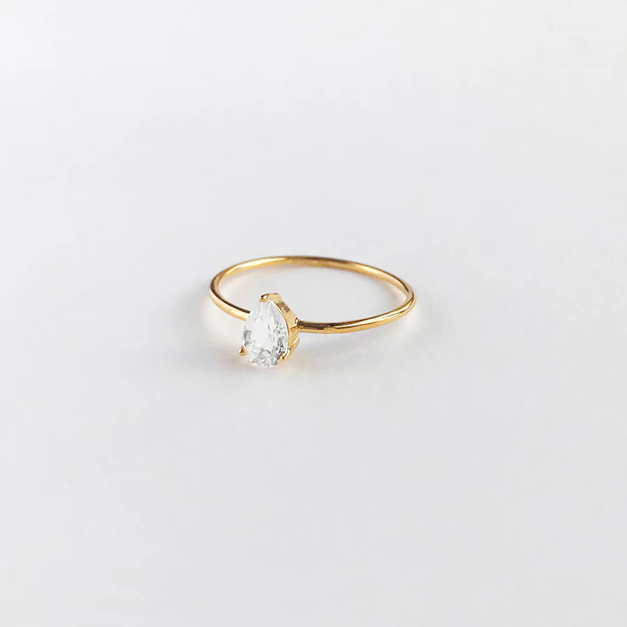 Pear Topaz Gold Sterling Silver Ring | Wanderlust + Co