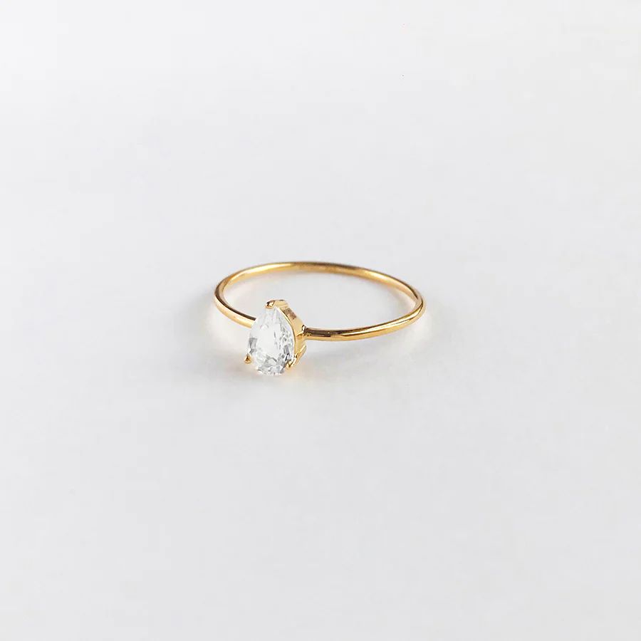 Pear Topaz Gold Sterling Silver Ring | Wanderlust + Co