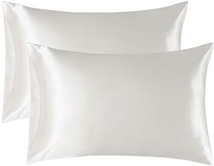 Bedsure Satin Pillowcase for Hair and Skin Silk Pillowcase 2-Pack, Queen Size (Ivory, 20x30 inche... | Amazon (US)