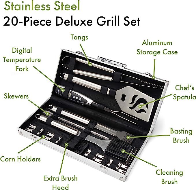 Cuisinart CGS-5020 BBQ Tool Aluminum Carrying Case, Deluxe Grill Set, 20-Piece | Amazon (US)