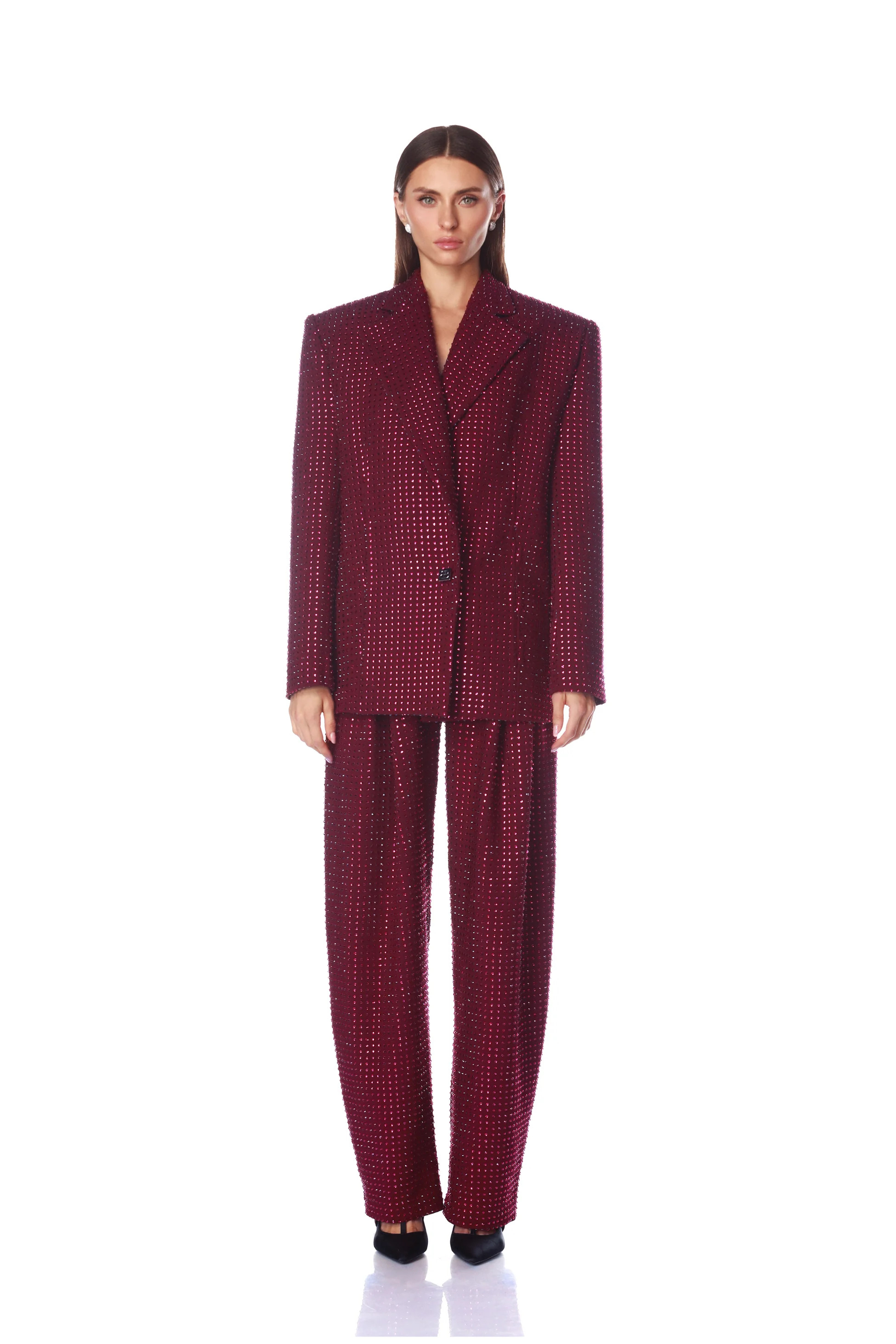 Blake Burgundy Rhinestone Blazer | Bronx and Banco