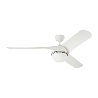 Generation Lighting Akova 56 in. Integrated LED Indoor/Outdoor Matte White Ceiling Fan with Light... | The Home Depot