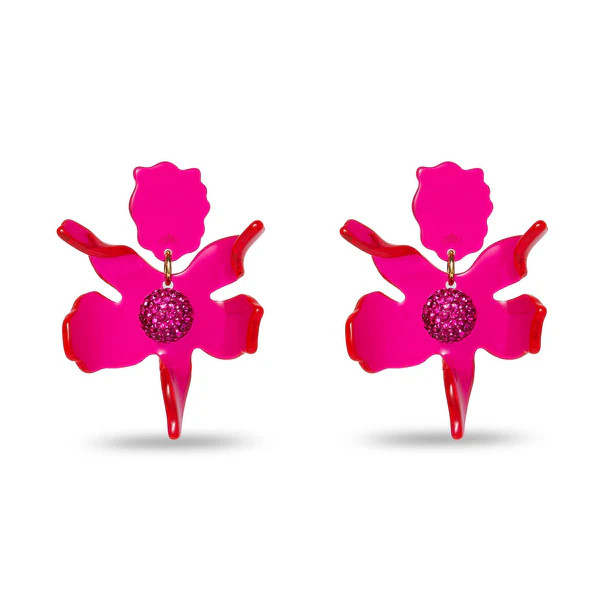 FUCHSIA SMALL CRYSTAL LILY EARRINGS | LELE SADOUGHI
