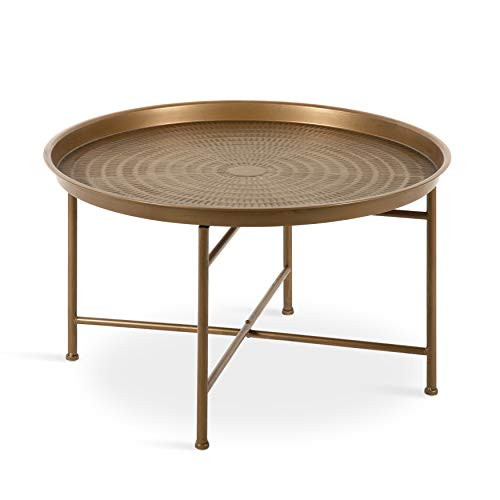 Kate and Laurel Mahdavi Boho-Chic Hammered Metal Tray Coffee Table, Dark Gold | Amazon (US)