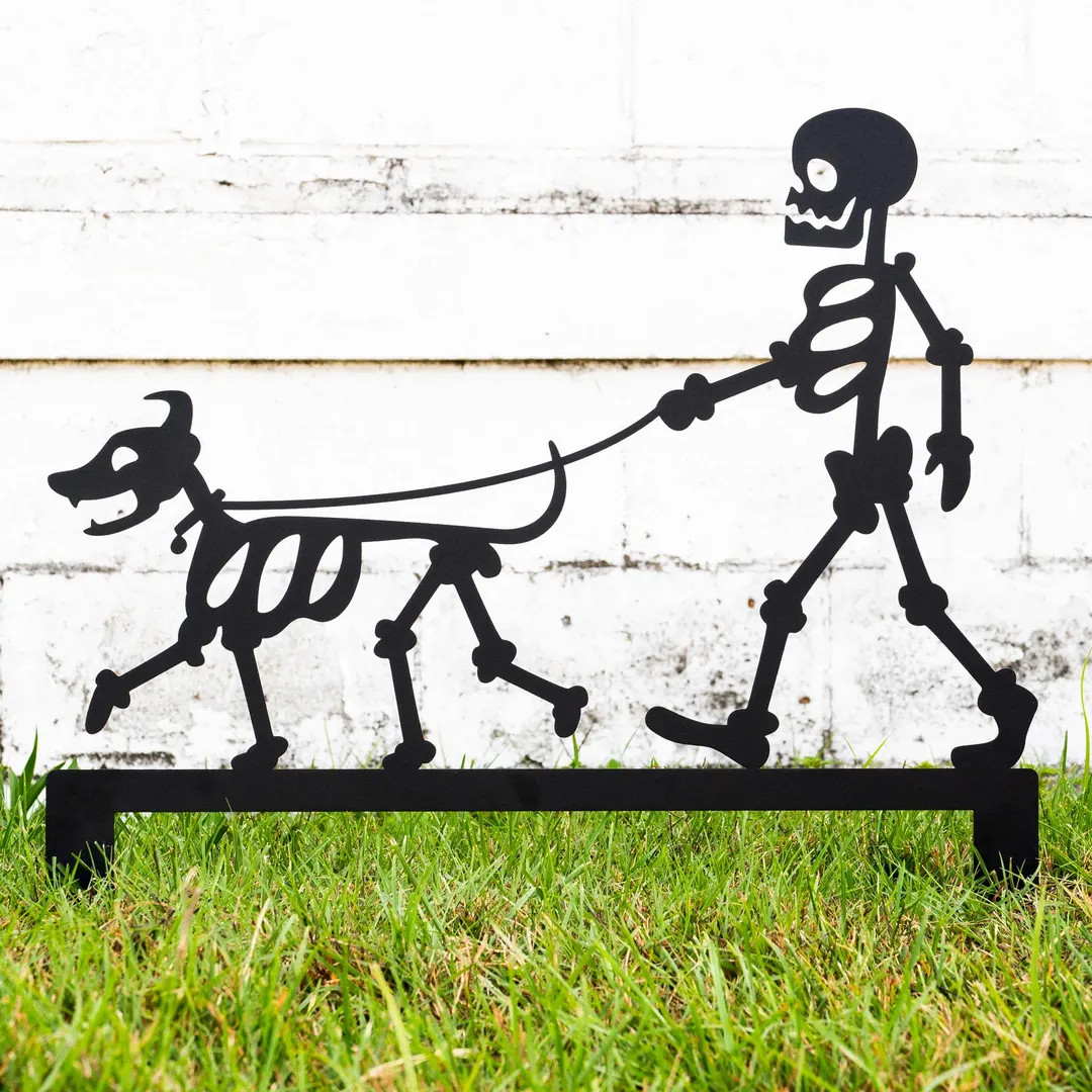 Outdoor Pet Skeleton Halloween Decor, Halloween Outdoor Garden Signs, Dog Cat Decor Metal Hallowe... | Etsy (US)