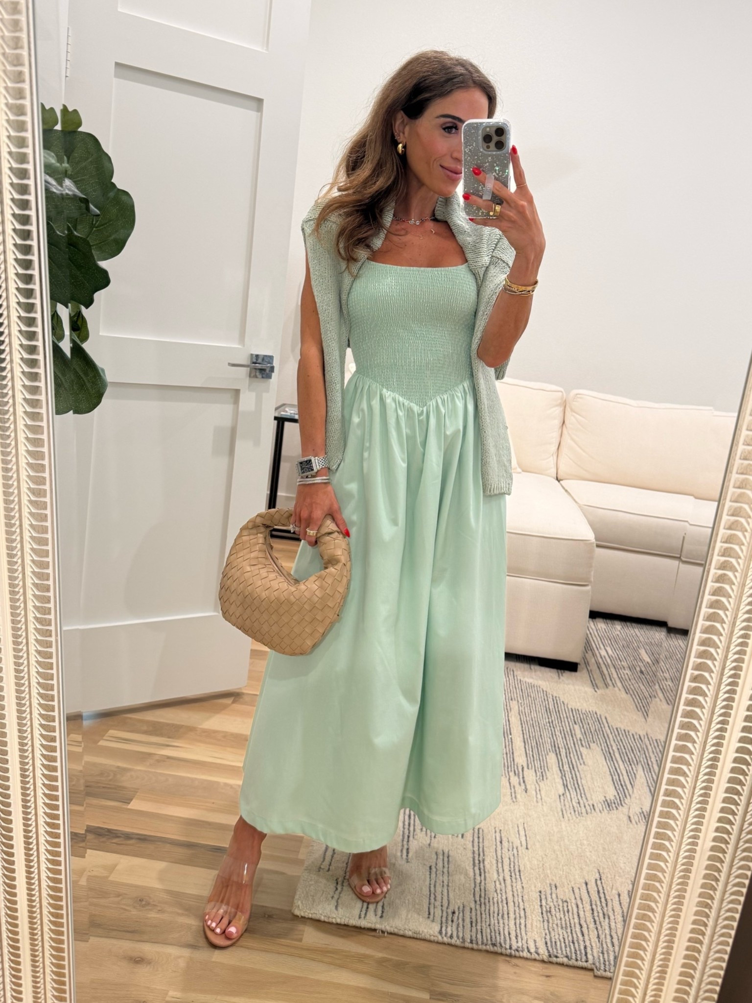 The prettiest mint green maxi dress size xxs petite on sale with code SHORTSAF. Layered matching cardigan on top. Wearing xxs

#LTKSaleAlert #LTKPetite #LTKootd