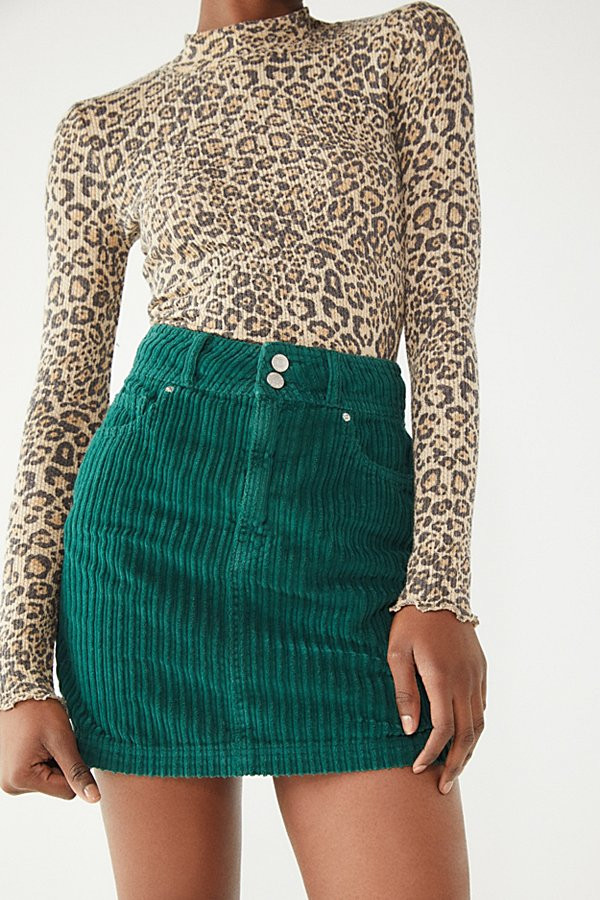 UO New York Minute Corduroy Skirt - Green XS at Urban Outfitters | Urban Outfitters (US and RoW)