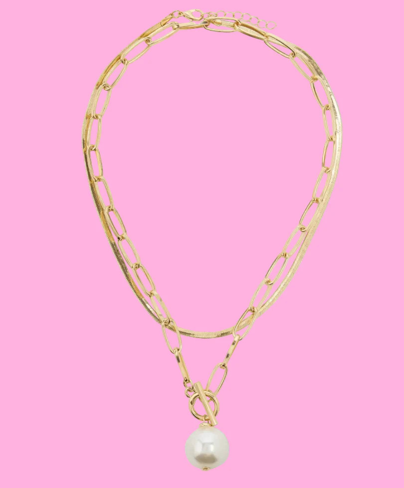 The Double Double Pearl Necklace 2 Chains | Teggy French