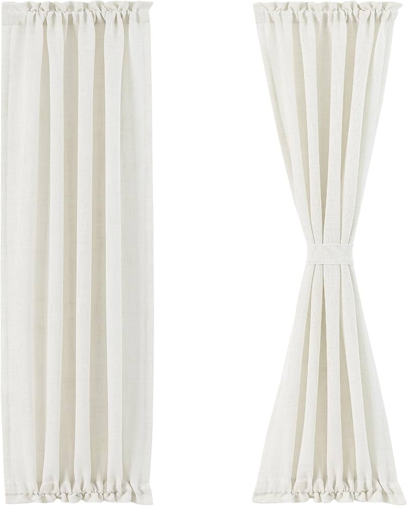 FMFUNCTEX Linen French Door Curtain Panels 72 Inches Long, Ivory Flax Linen Window Draperies for ... | Amazon (US)