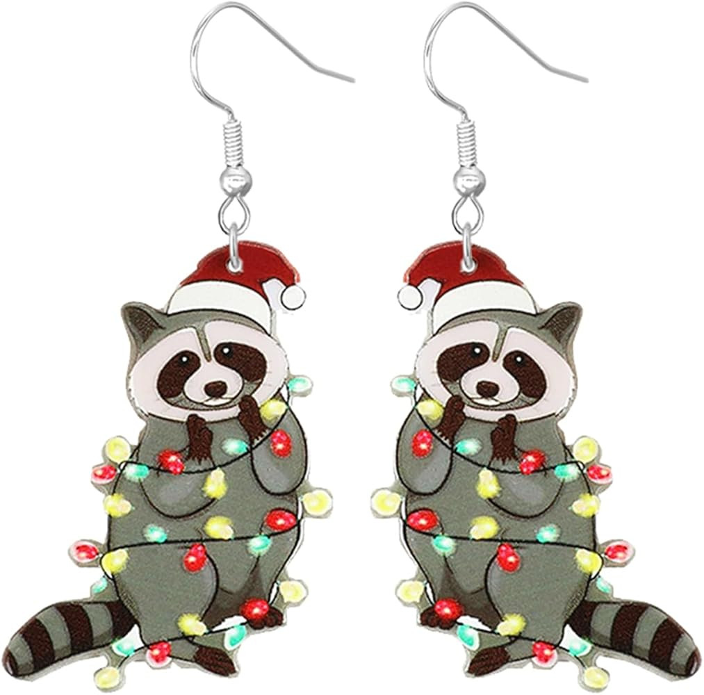 Christmas Earrings for Women Cute Funny Acrylic Christmas Santa Claus Tree Cat Dinosaur Earrings ... | Amazon (US)