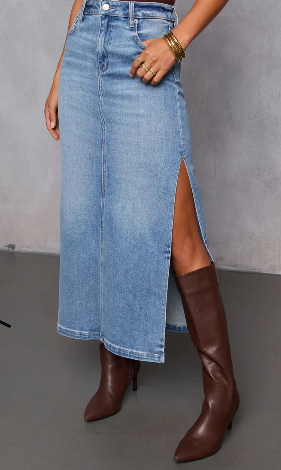 Cute denim midi skirt with a slit! So chic!

#LTKSeasonal #LTKStyleTip #LTKxVICI