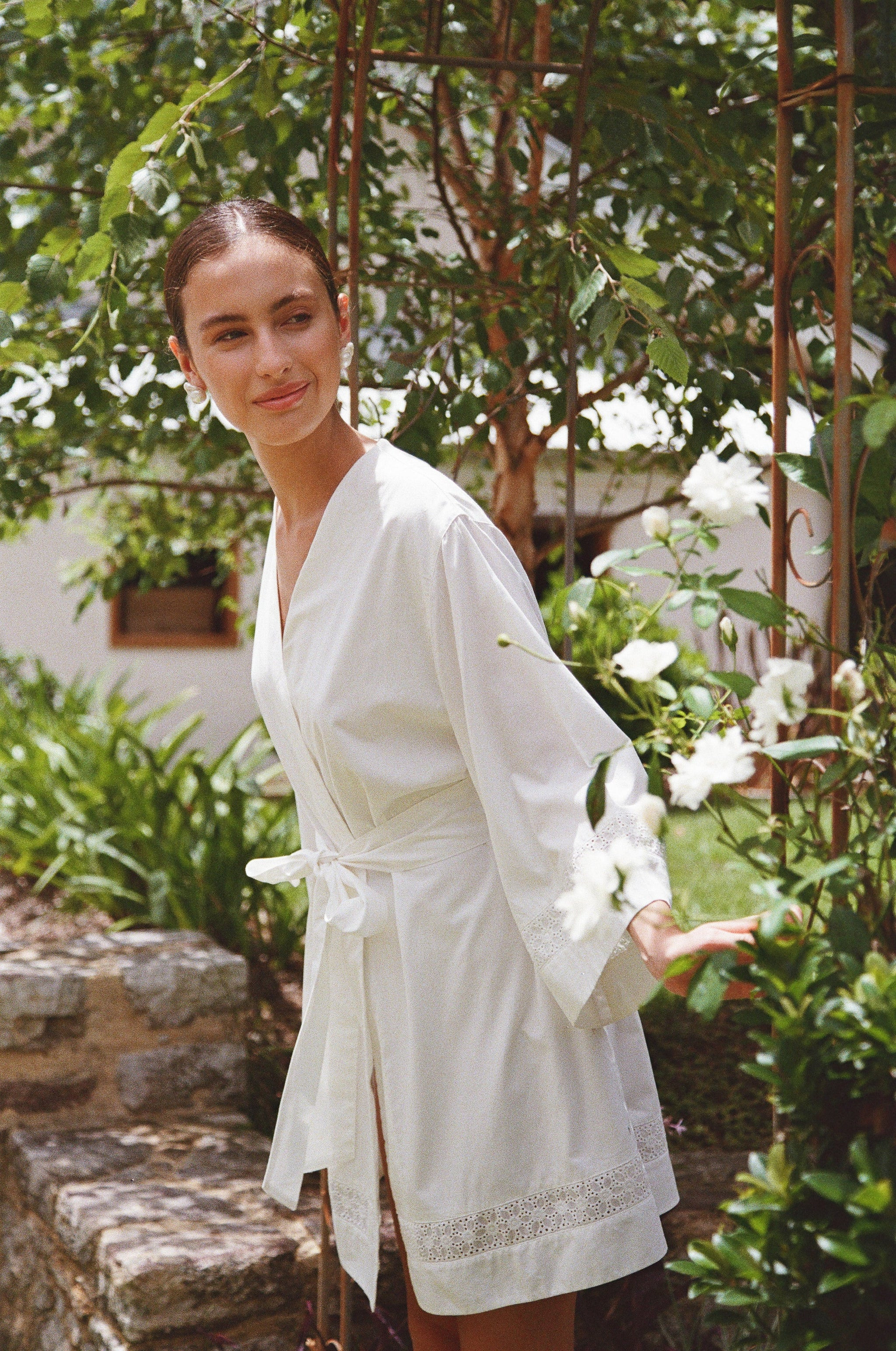 Giselle Bridal Robe - Cotton Modal Off White | Piyama US