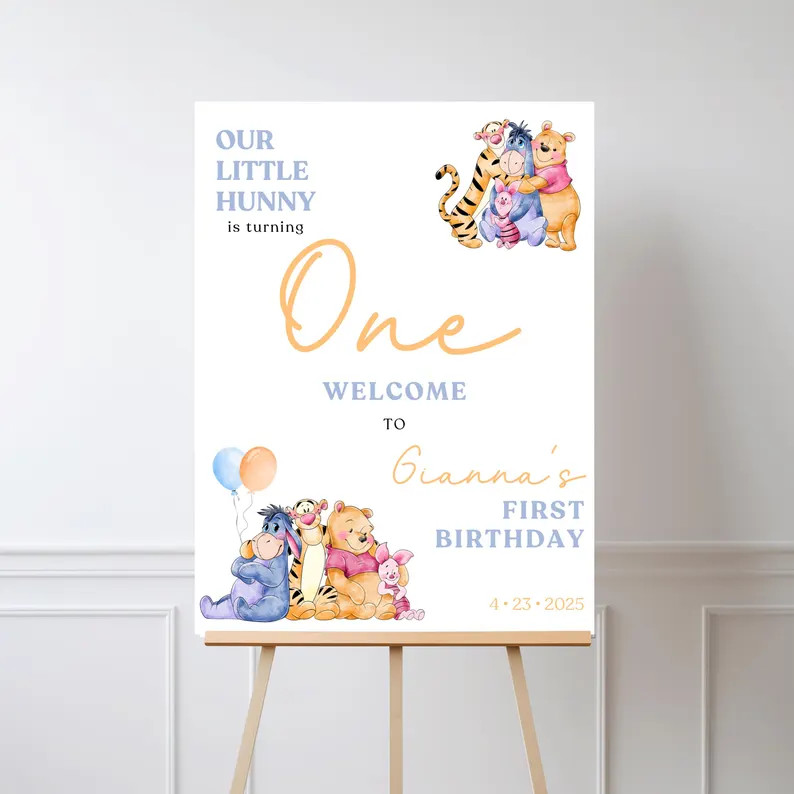 EDITABLE Our Little Hunny is Turning One Welcome Sign Printable Template Welcome Poster Instant D... | Etsy (US)
