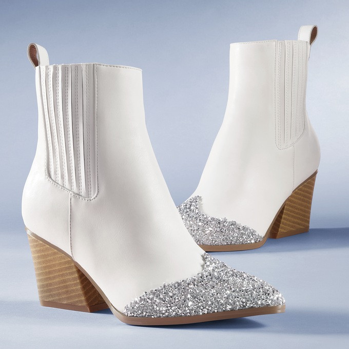 Midnight Velvet Glitter-Toe Cowgirl Bootie | monroe+main