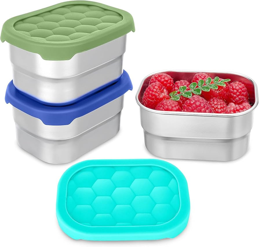 3 Pack Stainless Steel Snack Containers for Kids, 8 oz Easy Open Leak Proof Small Toddler Snack C... | Amazon (US)