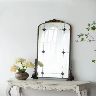 24" X 48.5" Antique Gold Arched Mirror With Metal Frame, Full Length Mirror For Living Room Bathroom Entryway | Wayfair North America