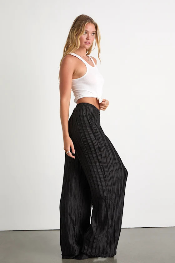 Majorly Envied Black Pleated Wide-Leg Pants | Lulus
