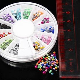 600PCS 12Colours 2mm Round Acrylic Rhinestones Wheel Nail Art Decoration | Light in the Box