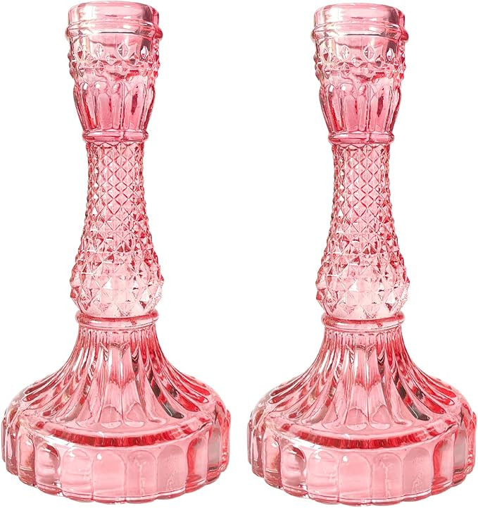 JSJSYO 2 Pack Glass Candlesticks Holder Vintage Table Candlesticks Pillar Glass Candlestick Holde... | Amazon (CA)