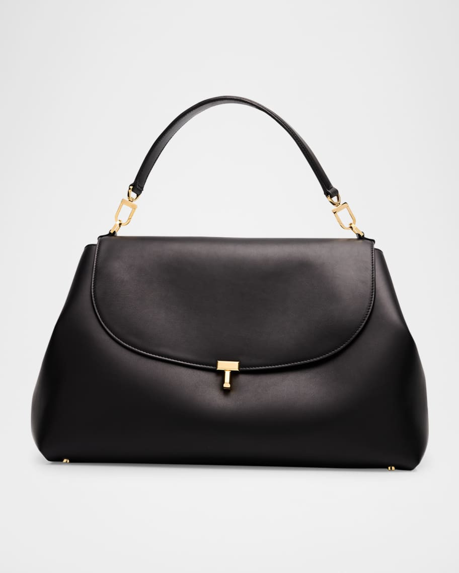 Toteme T-Lock Leather Satchel Bag | Neiman Marcus