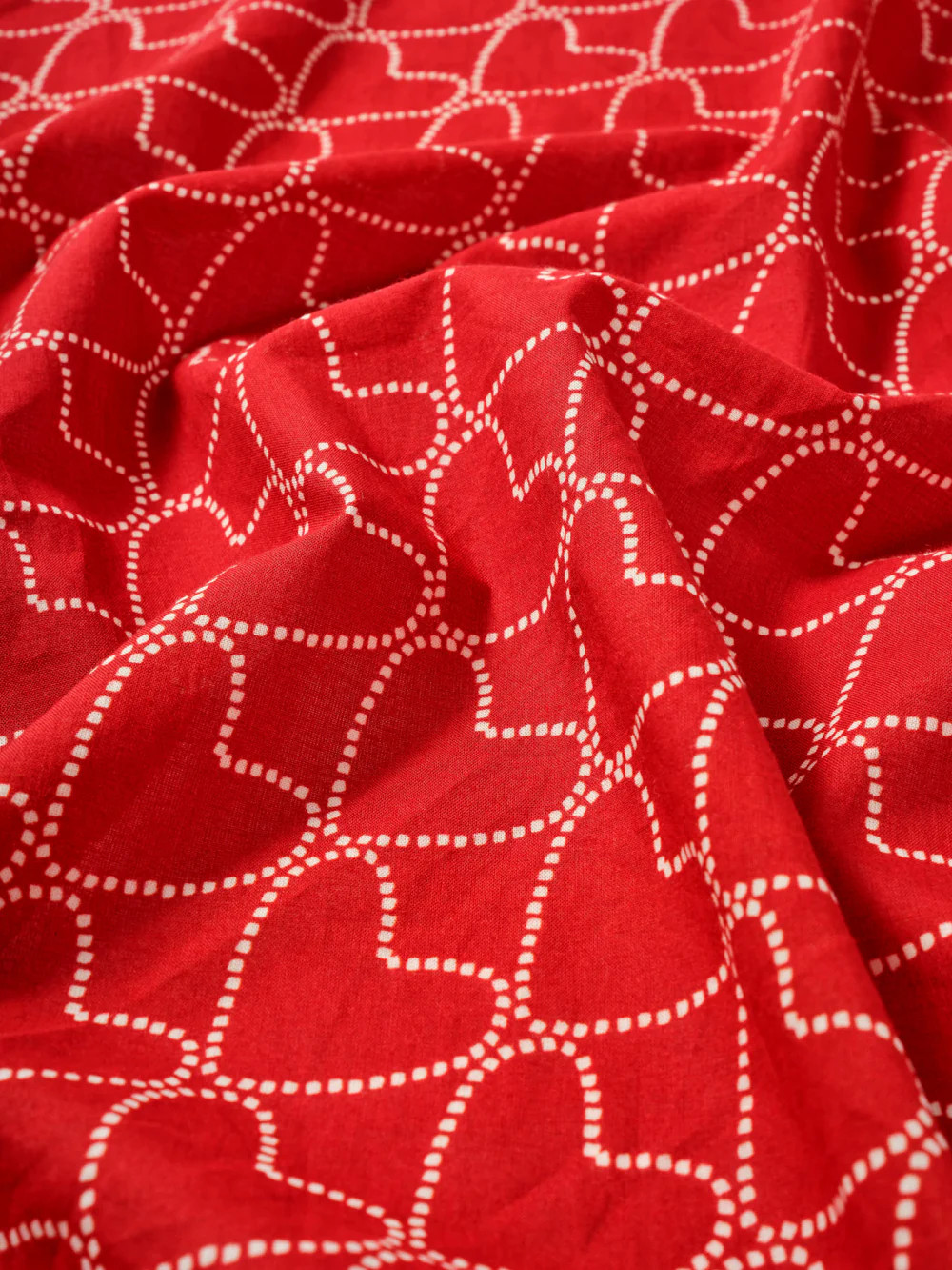 Red Cotton Heart Print Square Neck Scarf | Mint Velvet