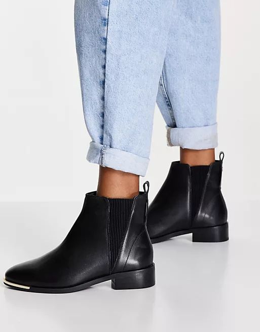 River Island metal cap leather Chelsea boots in black | ASOS (Global)