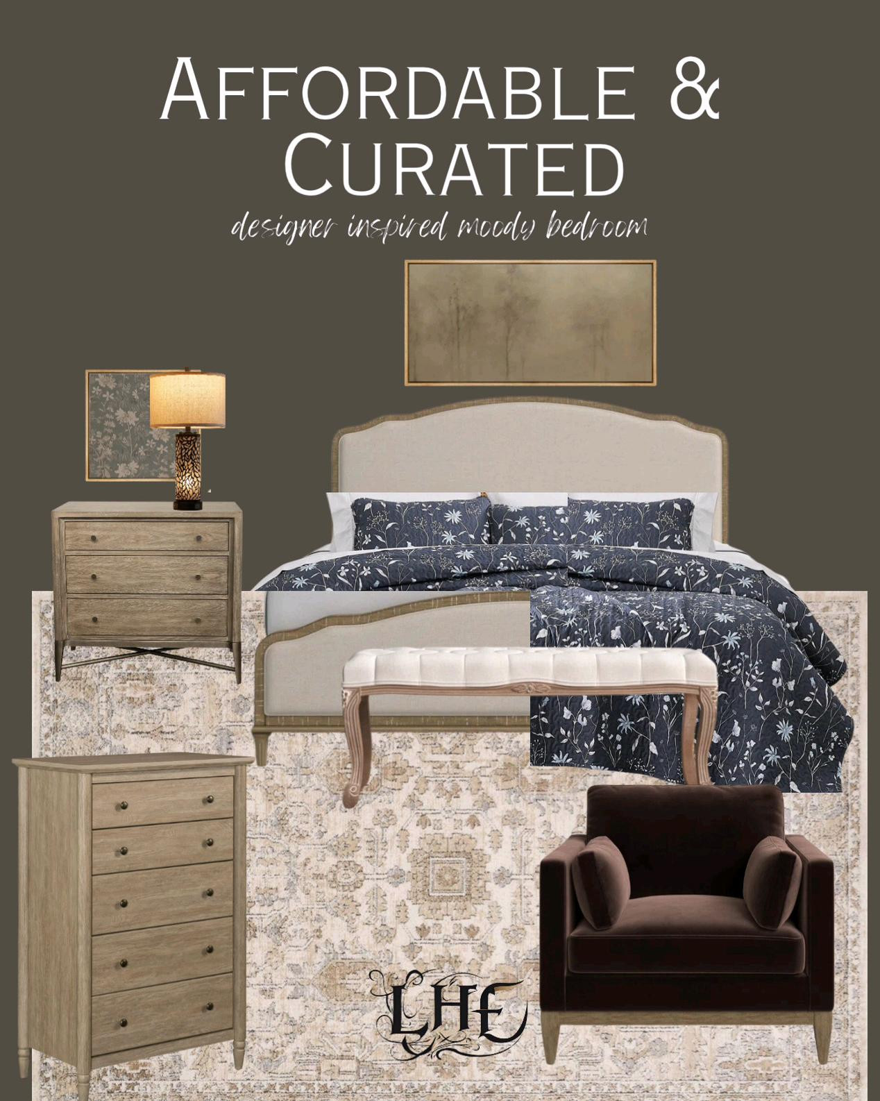 Affordable and curated moody bedroom inspo. Shop by clicking the thumbnails below 👇... bedroom, bedding, affordable bedding, affordable bedroom furniture, affordable bedroom, nightstand, table lamp, moody bedroom, designer inspired, vintage bedroom, bed frame, upholstered bed frame, velvet chair, area rug, bedroom rug. Neutral rug, wall art, living room rug, affordable nightstand, nightstand lamp, bedroom lamp, moody wall art, modern farmhouse bedroom, farmhouse bedroom 

#LTKHome #LTKStyleTip #LTKWatchNow