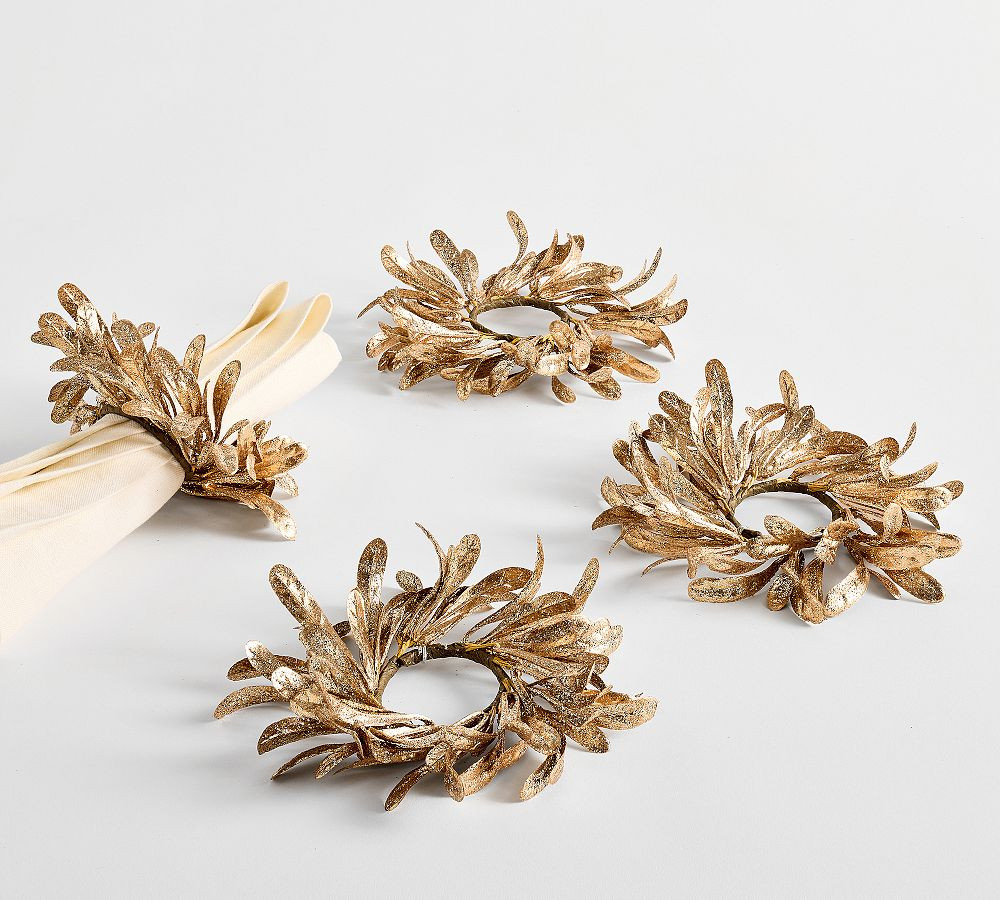 Olive Leaf Napkin Rings - Set of 4 | Pottery Barn (US)