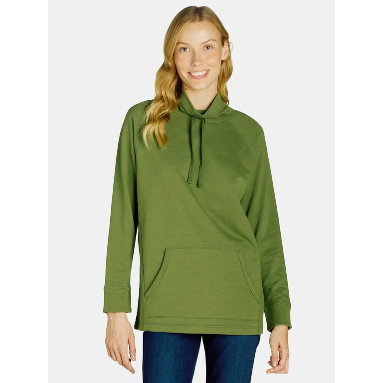 Time and Tru Women's Cowl Neck Tunic Sweatshirt, Sizes S-XXXL | Walmart (US)