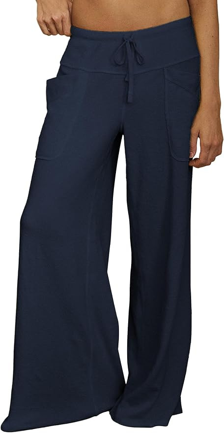 Women's Lounge Pants High Waisted Wide Leg Elastic Drawstring Sweatpants Palazzo Pajama Trousers | Amazon (US)