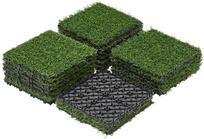 Yaheetech 12" x 12" Artificial Grass, Turf Tiles Interlocking Self-draining Fake Grass, Pad for D... | Amazon (US)
