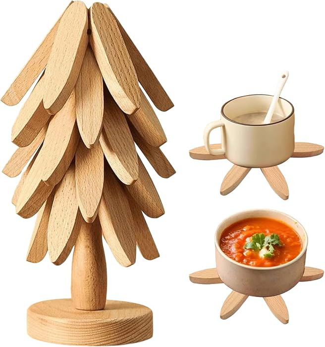 Tree Trivet, Wooden Tree Trivet, Natural Trees Trivets Set, Foldable Kitchen Wooden Trivets for H... | Amazon (CA)